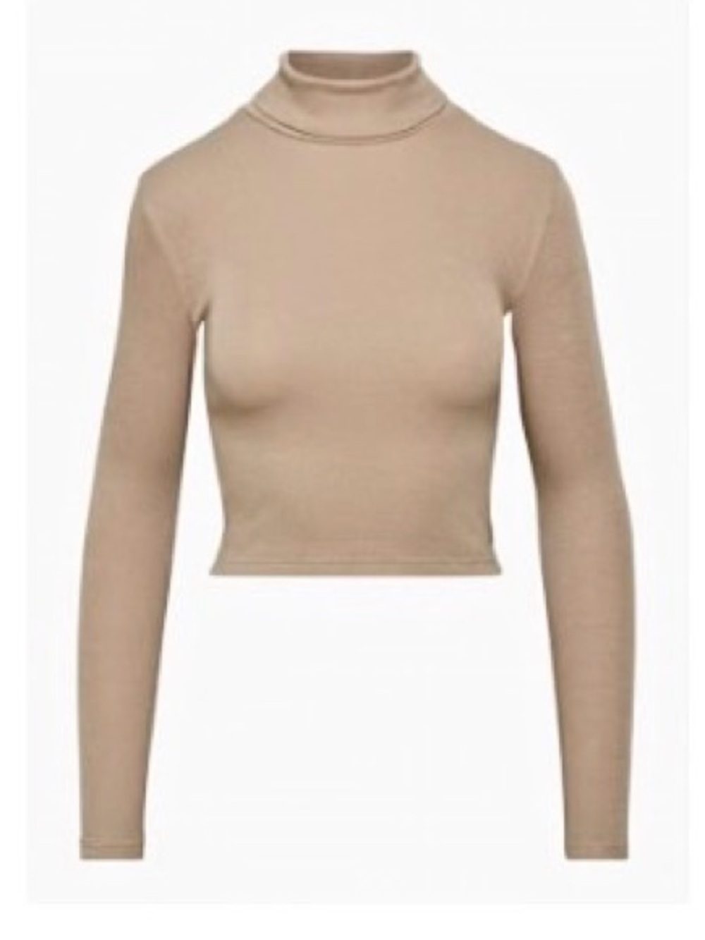 Aritzia TNA Ribbed Turtleneck Top in Warm Taupe Womens Size Small